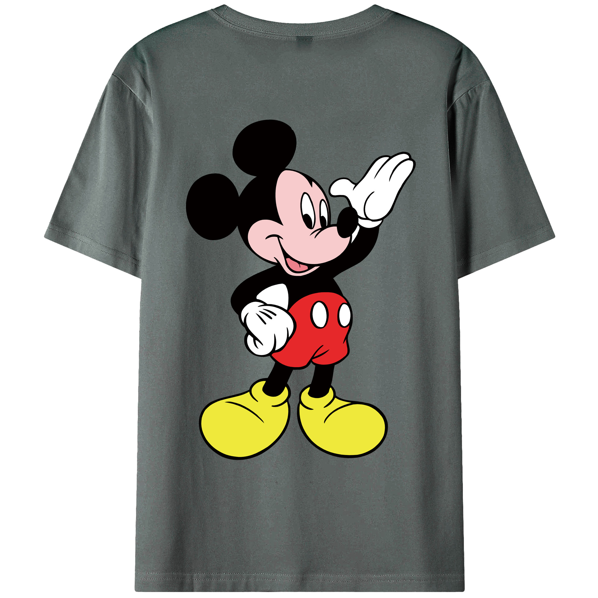 ミッキーマウス Mickey Mouse 綿100％ メンズ半袖Tシャツ（バックプリント） 通気性